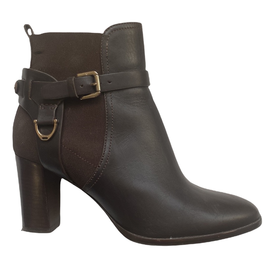 Ralph Lauren Brown Leather Heeled Booties - Picture 4 of 12